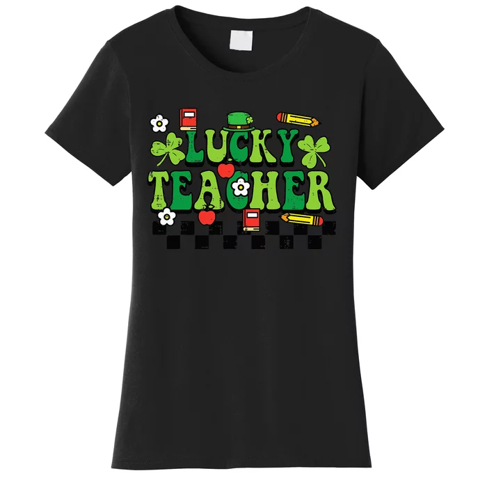 St Patricks Day Lucky Teacher Saint Paddys Groovy Women's T-Shirt