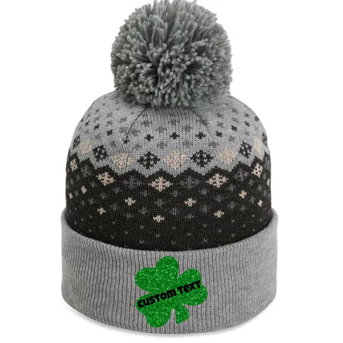 St. Patrick's Day Teacher Ms Mrs Personalized Name Green Glitter The Baniff Cuffed Pom Beanie