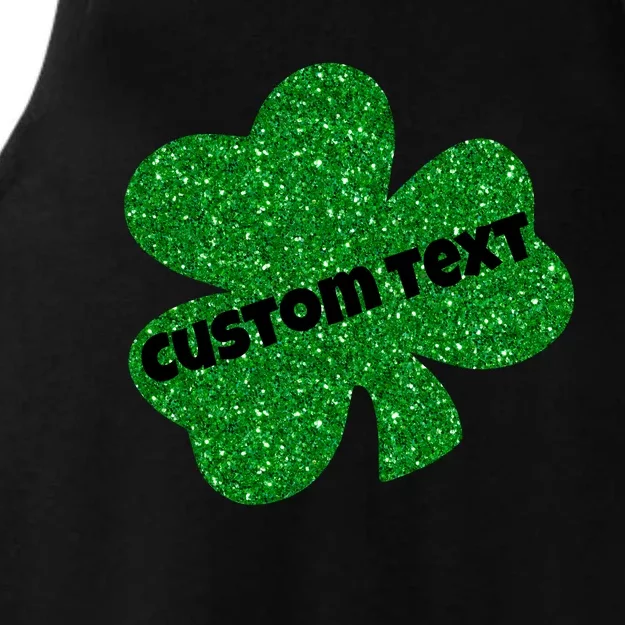 St. Patrick's Day Teacher Ms Mrs Personalized Name Green Glitter Ladies Tri-Blend Wicking Tank