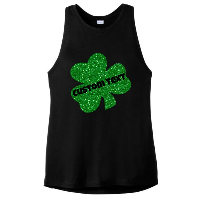 St. Patrick's Day Teacher Ms Mrs Personalized Name Green Glitter Ladies Tri-Blend Wicking Tank