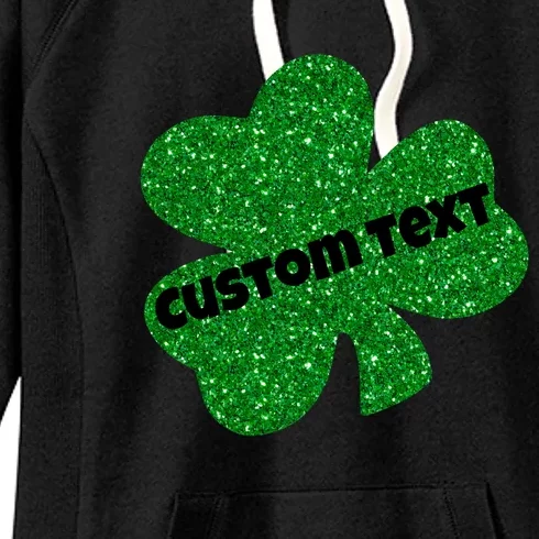 St. Patrick's Day Teacher Ms Mrs Personalized Name Green Glitter Women's Fleece Hoodie