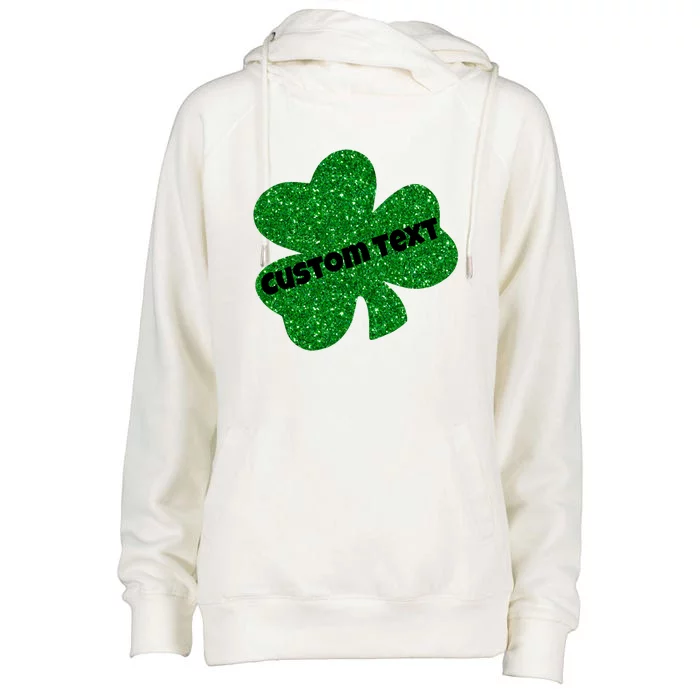 St. Patrick's Day Teacher Ms Mrs Personalized Name Green Glitter Womens Funnel Neck Pullover Hood