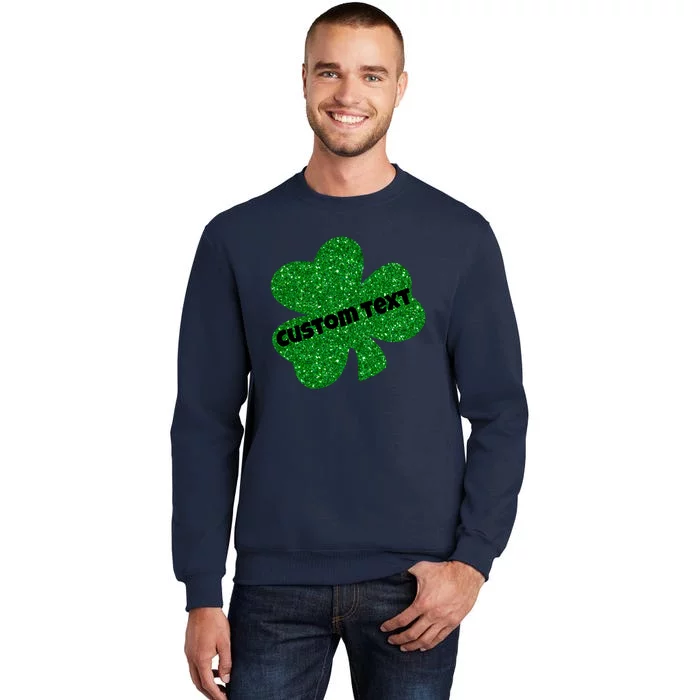 St. Patrick's Day Teacher Ms Mrs Personalized Name Green Glitter Tall Sweatshirt