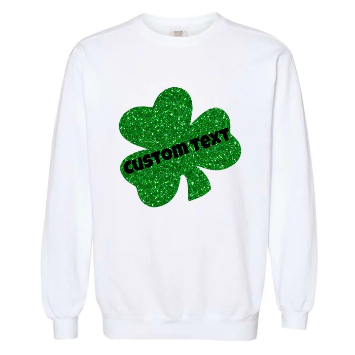 St. Patrick's Day Teacher Ms Mrs Personalized Name Green Glitter Garment-Dyed Sweatshirt