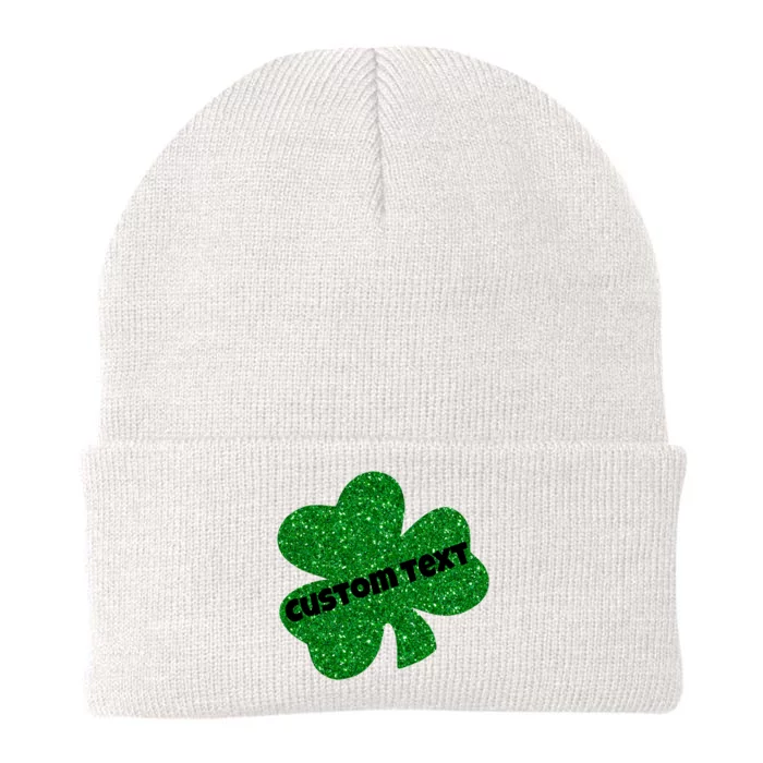 St. Patrick's Day Teacher Ms Mrs Personalized Name Green Glitter Knit Cap Winter Beanie