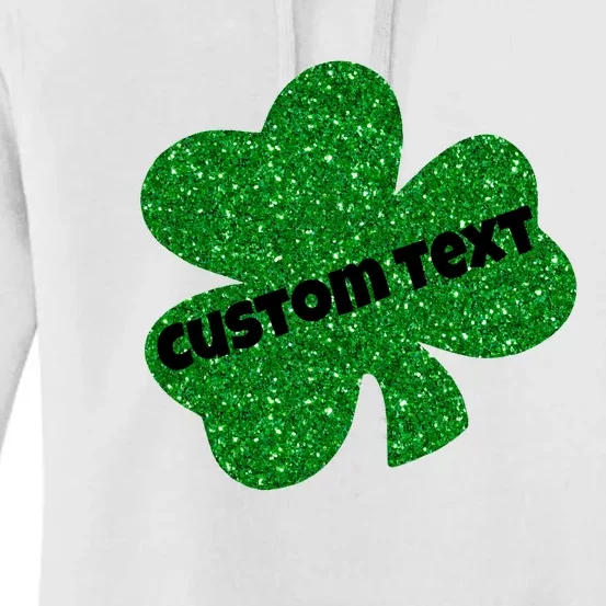 St. Patrick's Day Teacher Ms Mrs Personalized Name Green Glitter Women's Pullover Hoodie