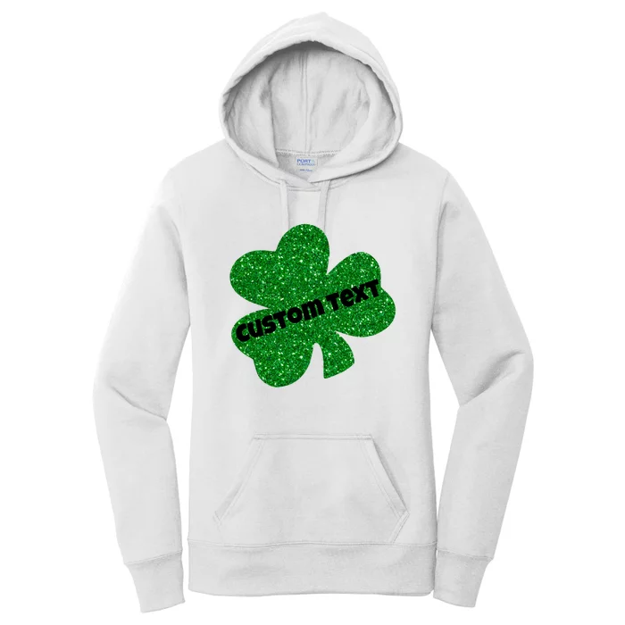 St. Patrick's Day Teacher Ms Mrs Personalized Name Green Glitter Women's Pullover Hoodie