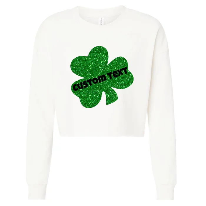 St. Patrick's Day Teacher Ms Mrs Personalized Name Green Glitter Cropped Pullover Crew