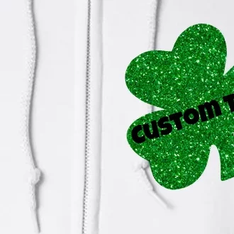 St. Patrick's Day Teacher Ms Mrs Personalized Name Green Glitter Full Zip Hoodie