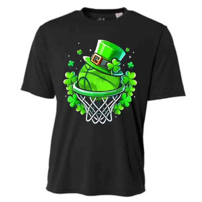 St Patricks Day Shamrock Basketball Irish Leprechaun Cooling Performance Crew T-Shirt