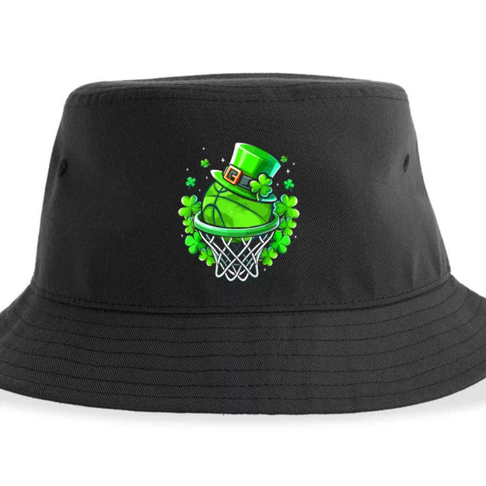 St Patricks Day Shamrock Basketball Irish Leprechaun Sustainable Bucket Hat