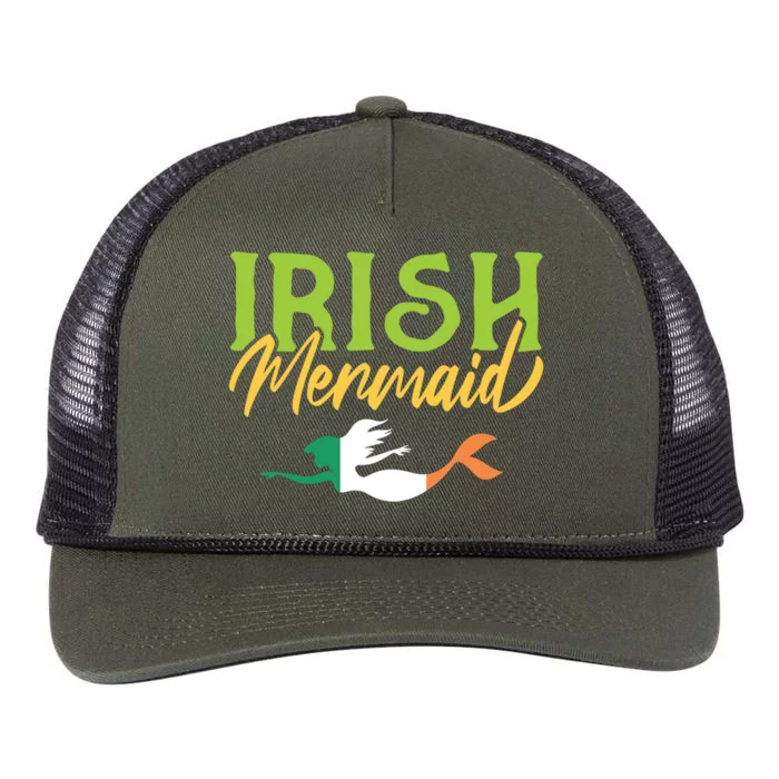 St Patrick's Day Gift Irish Mermaid Gift For Irish Lasses Gift Retro Rope Trucker Hat Cap