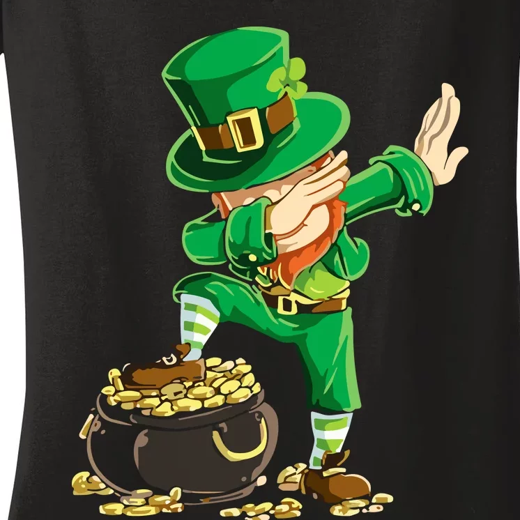 St Patricks Day Dabbing Leprechaun Dab Dance Women's V-Neck T-Shirt