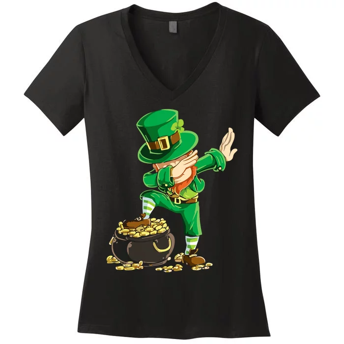 St Patricks Day Dabbing Leprechaun Dab Dance Women's V-Neck T-Shirt