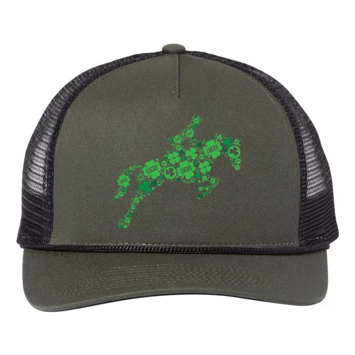 St Patrick's Day Horse Lover Horseback Riding Gift Retro Rope Trucker Hat Cap