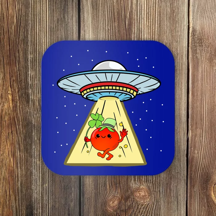 St Patricks Day Tomato Ufo Abduction Gift Coaster