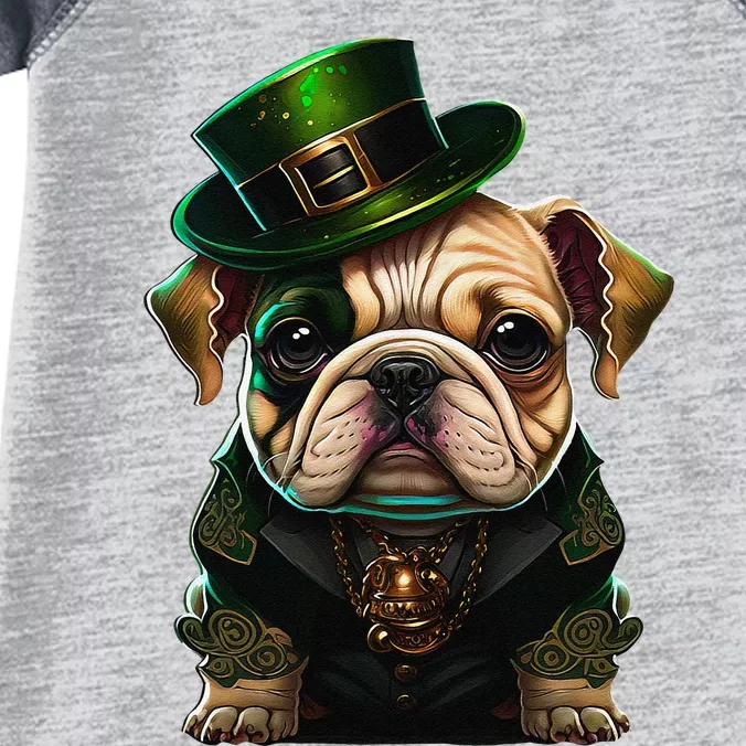 St Patricks Day Irish Bulldog Cute St Pattys Day Bulldog Infant Baby Jersey Bodysuit