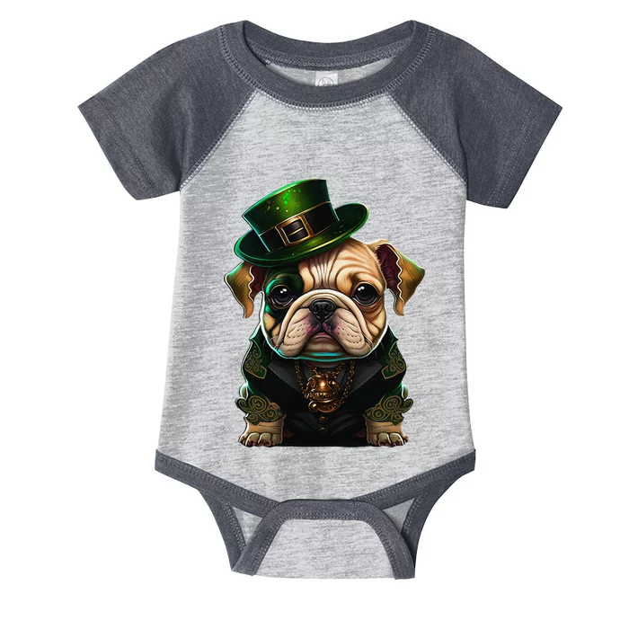 St Patricks Day Irish Bulldog Cute St Pattys Day Bulldog Infant Baby Jersey Bodysuit