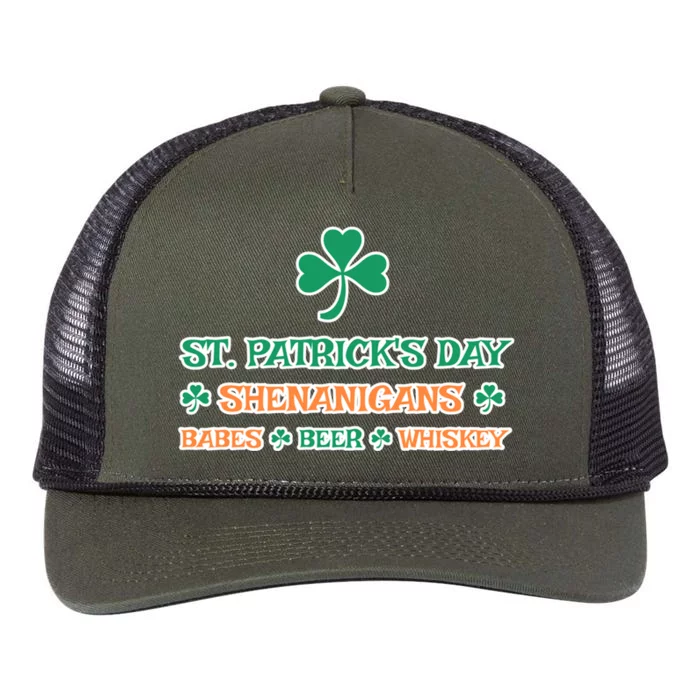 St Patrick's Day Shenanigans Babes Beer Whiskey Lucky Irish Great Gift Retro Rope Trucker Hat Cap