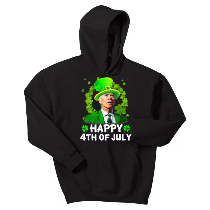 St Patricks Day Funny Happy 4th Of July Anti Joe Biden Kids Hoodie