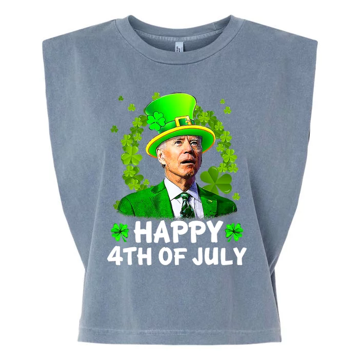 St Patricks Day Funny Happy 4th Of July Anti Joe Biden Garment-Dyed Women's Muscle Tee