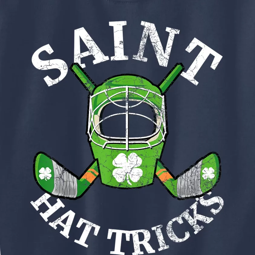 St Patricks Day Saint Hat Tricks Hockey Shamrock Kids Boys Kids Sweatshirt