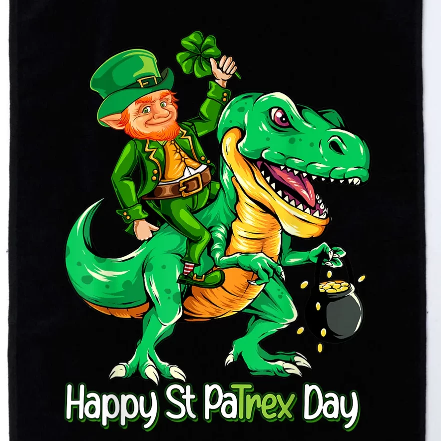 St Patricks Day Leprechaun Riding Dinosaur Platinum Collection Golf Towel