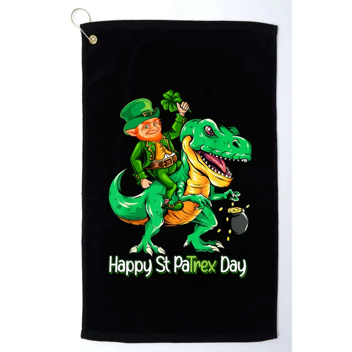 St Patricks Day Leprechaun Riding Dinosaur Platinum Collection Golf Towel