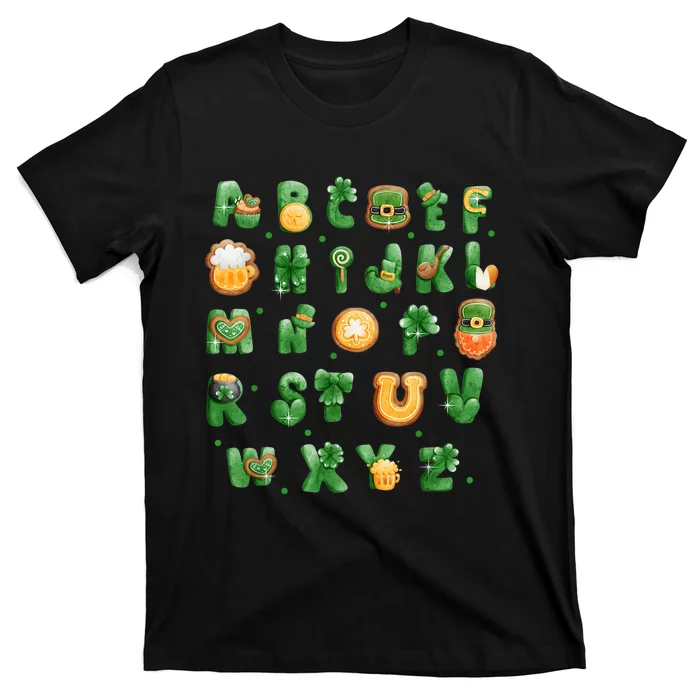 Saint Patricks Day Alphabet ABCs Elemeno For Teacher Student T-Shirt