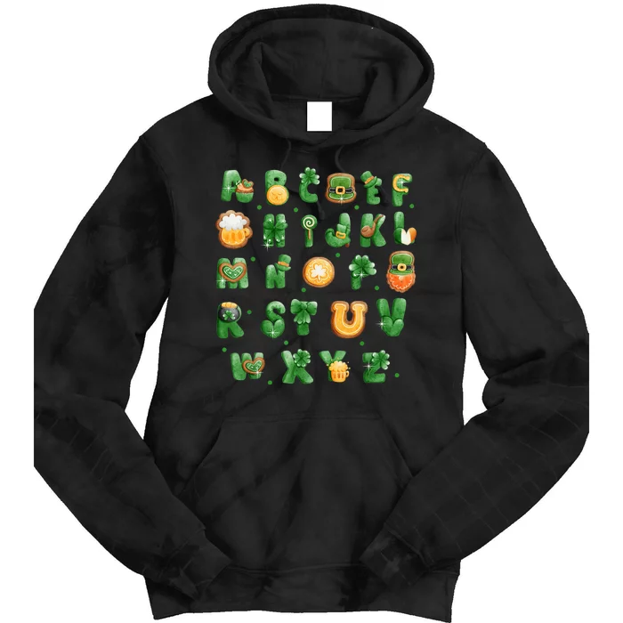 Saint Patricks Day Alphabet ABCs Elemeno For Teacher Student Tie Dye Hoodie