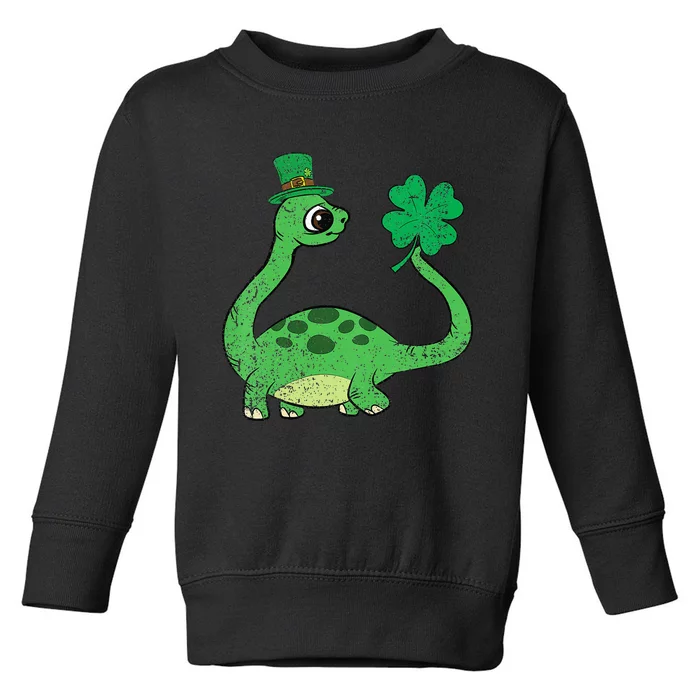 St Patricks Day Brontosaurus Shamrock Toddler Sweatshirt