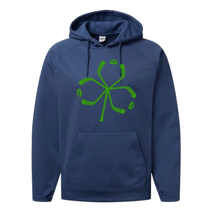 St Patricks Day Tee Shamrock Gift Hockey St Patricks Day Gift Performance Fleece Hoodie