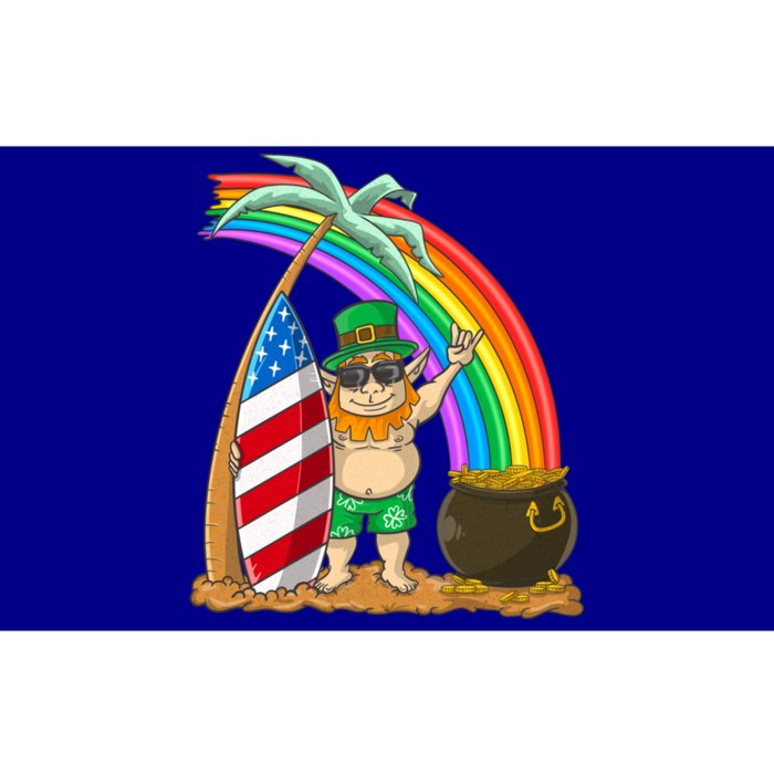 St Patricks Day Hawaii Patriotic Usa Flag Surfing Leprechaun Gift Bumper Sticker