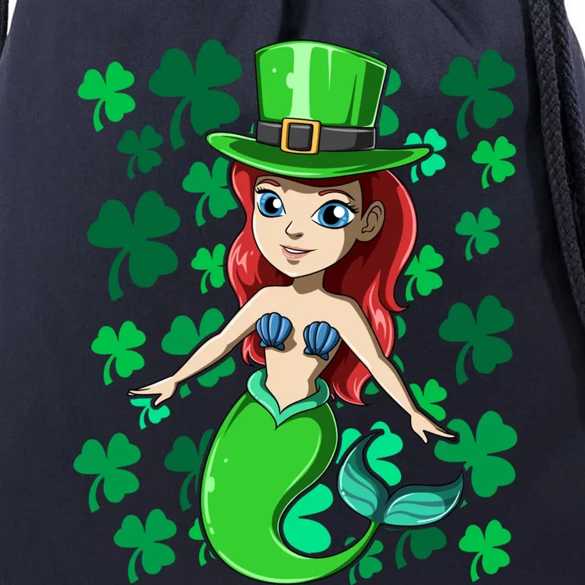 St Patrick's Day Mermaid Irish Mermaid Leprechaun Mermaid Gift Drawstring Bag