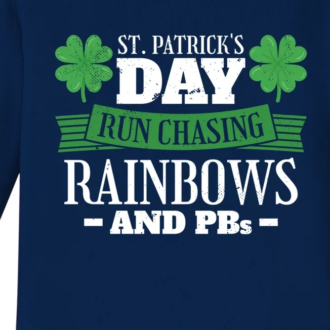 St Patrick's Day Run Chasing Rainbows And Pbs 5k Run Cool Gift Baby Long Sleeve Bodysuit