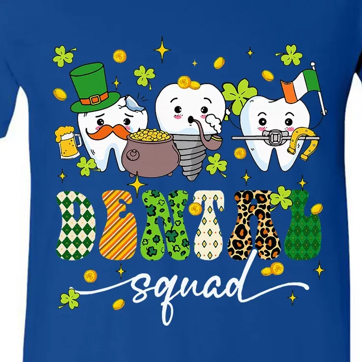 St Patrick Day Dental Squad Saint Paddys Teeth Irish Dentist V-Neck T-Shirt