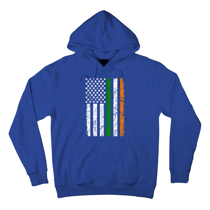 St Patrick's Day Patriotic Gift Shamrock Irish American Flag Gift Hoodie