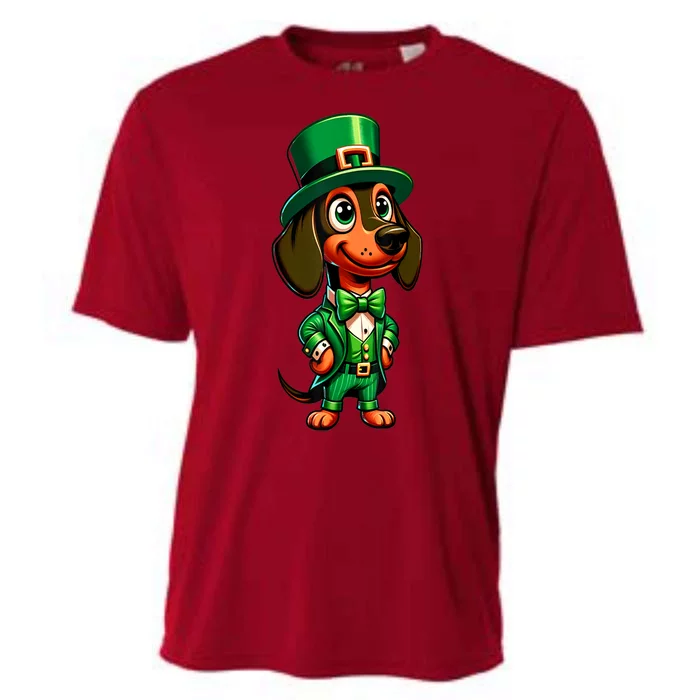 St. Patricks Day Cute Dachshund Dog Leprechaun Weiner Dog Lover Gift Cooling Performance Crew T-Shirt