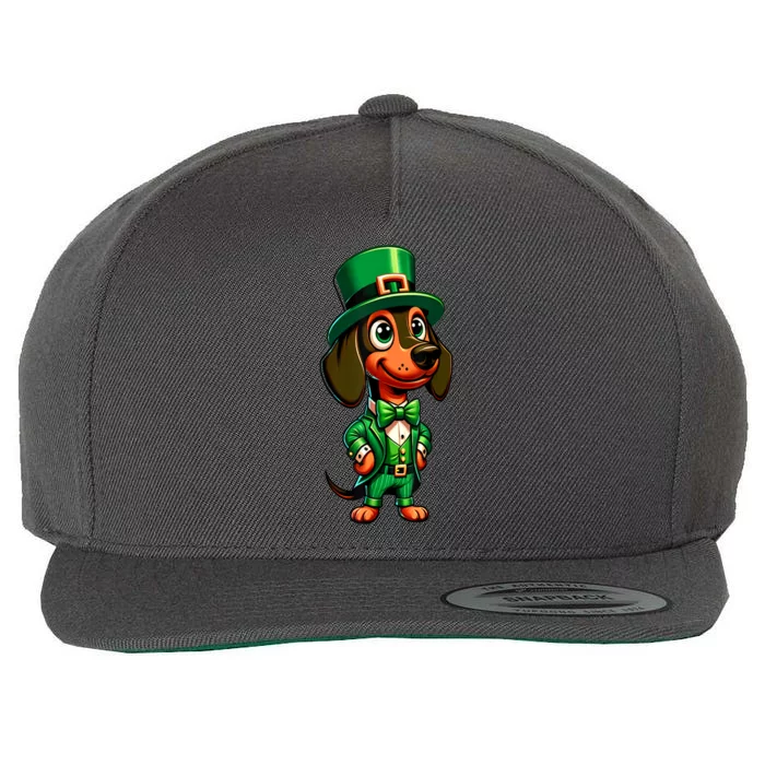 St. Patricks Day Cute Dachshund Dog Leprechaun Weiner Dog Lover Gift Wool Snapback Cap