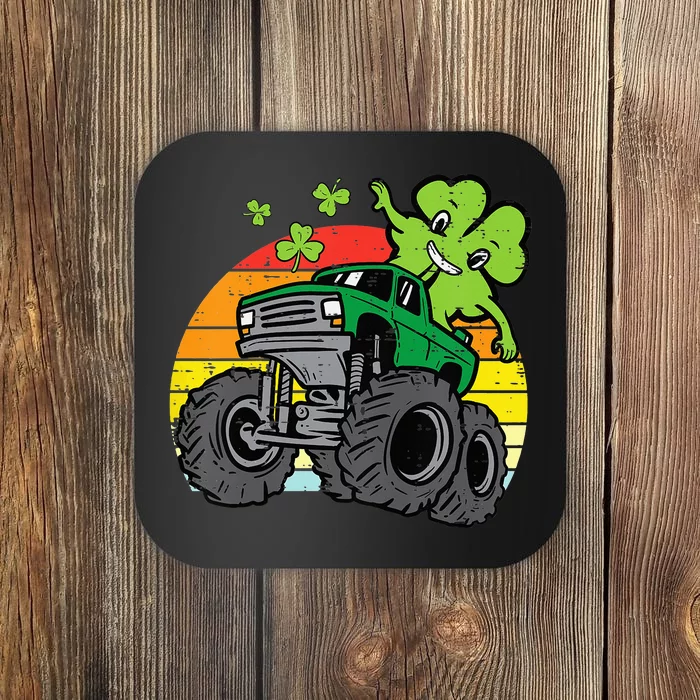 Saint Patricks Day for Monster Truck Lover  Shamrock Coaster