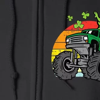 Saint Patricks Day for Monster Truck Lover  Shamrock Full Zip Hoodie