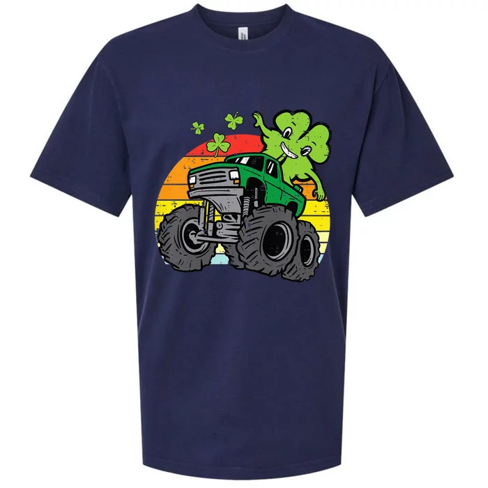 Saint Patricks Day for Monster Truck Lover  Shamrock Sueded Cloud Jersey T-Shirt