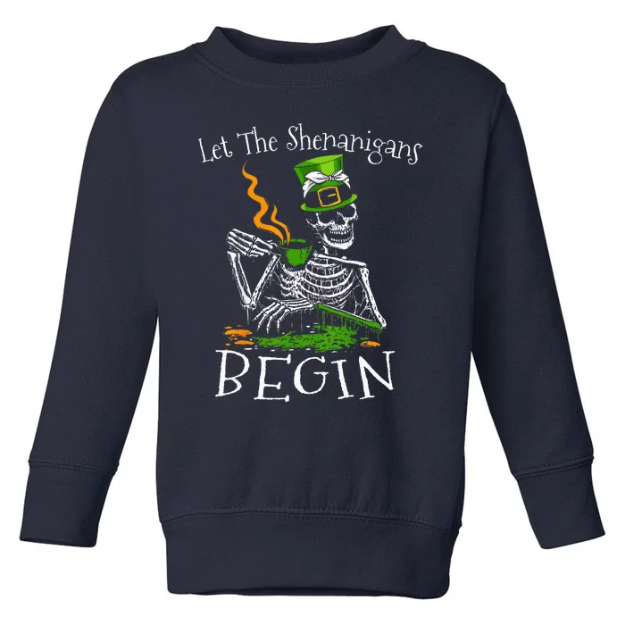 St Patricks Day Skeleton Let Shenanigans Begin Toddler Sweatshirt