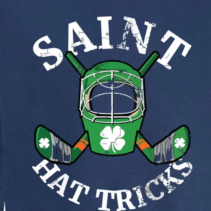 St Patrick's Day Saint Hat Tricks Hockey Shamrock Garment-Dyed Sweatshirt