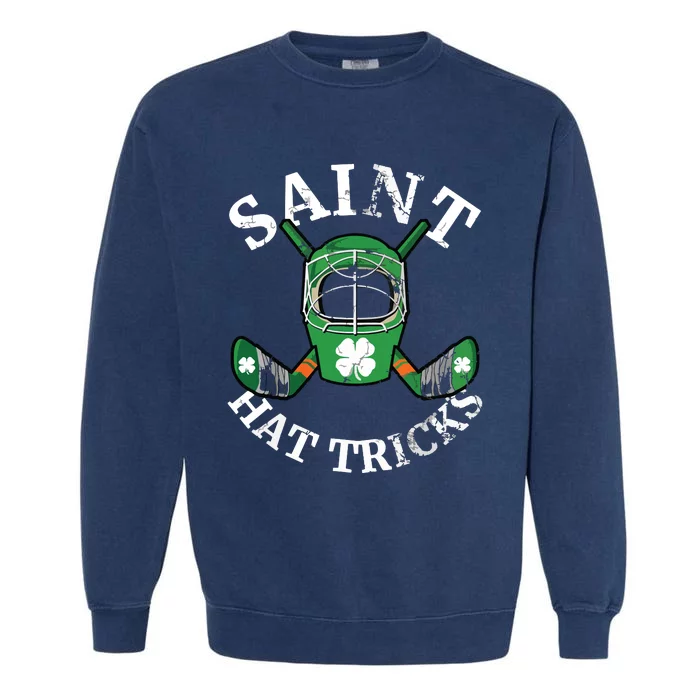 St Patrick's Day Saint Hat Tricks Hockey Shamrock Garment-Dyed Sweatshirt