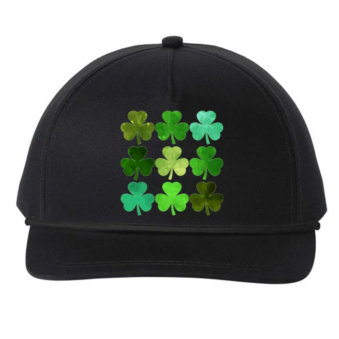 St Patricks Day Lucky Watercolor Shamrocks Snapback Five-Panel Rope Hat