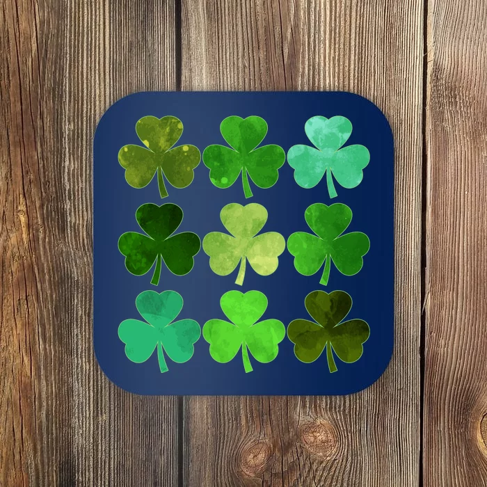 St Patricks Day Lucky Watercolor Shamrocks Coaster