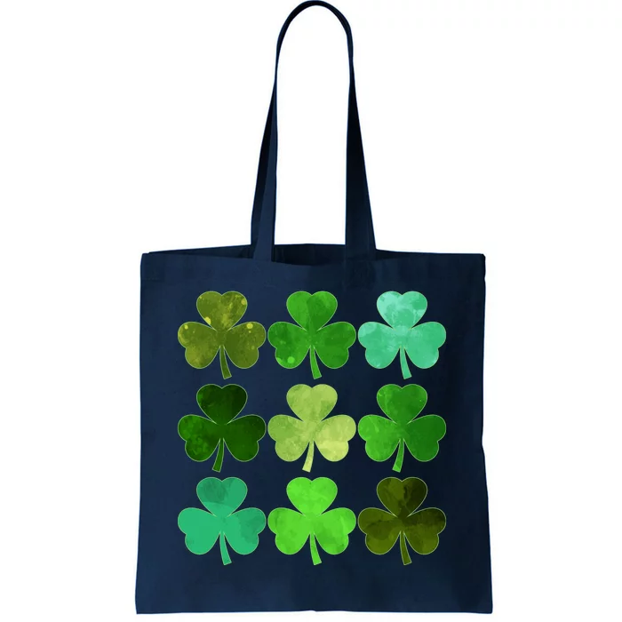 St Patricks Day Lucky Watercolor Shamrocks Tote Bag