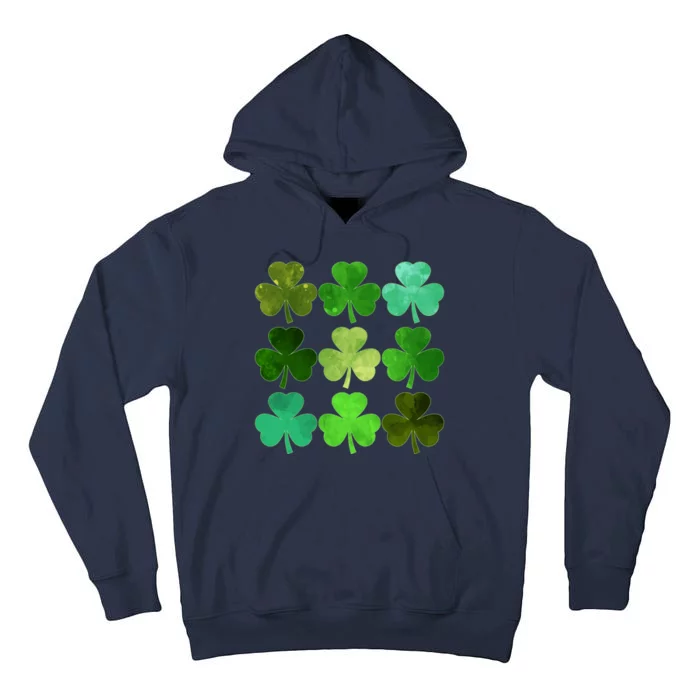 St Patricks Day Lucky Watercolor Shamrocks Tall Hoodie