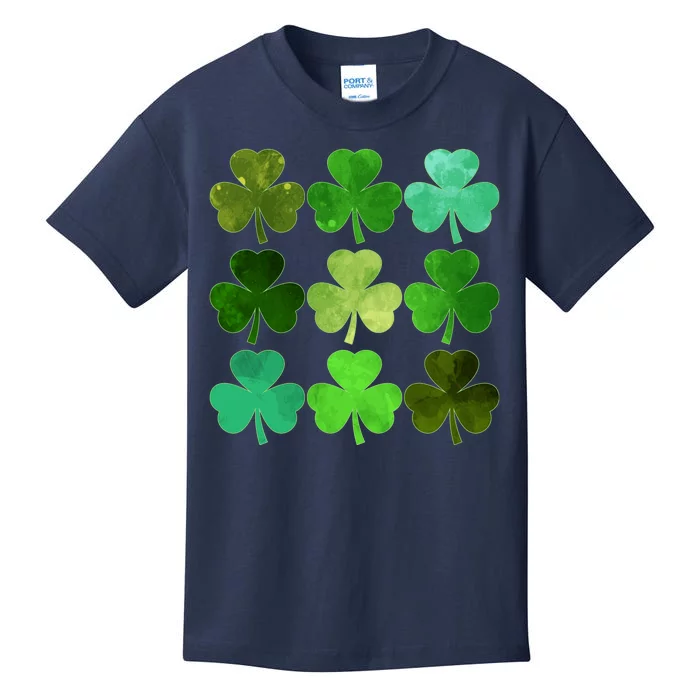 St Patricks Day Lucky Watercolor Shamrocks Kids T-Shirt